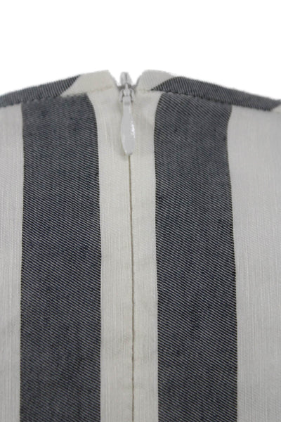 Max Mara Womens Shift Dress Gray Linen Short Sleeve Midi Size 6