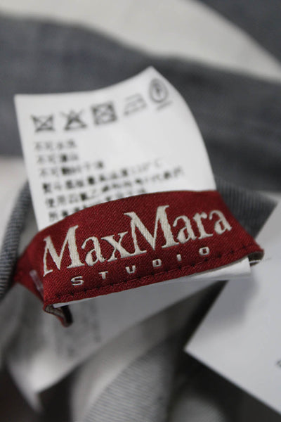 Max Mara Womens Shift Dress Gray Linen Short Sleeve Midi Size 6