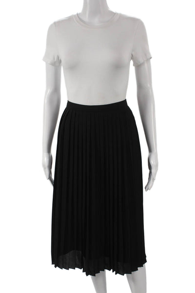 J Crew Womens Pleated Knee Length Black Polyester Skirt Zipper Size 4