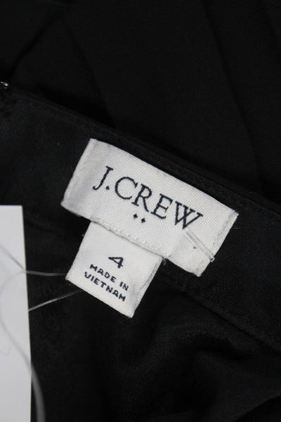 J Crew Womens Pleated Knee Length Black Polyester Skirt Zipper Size 4