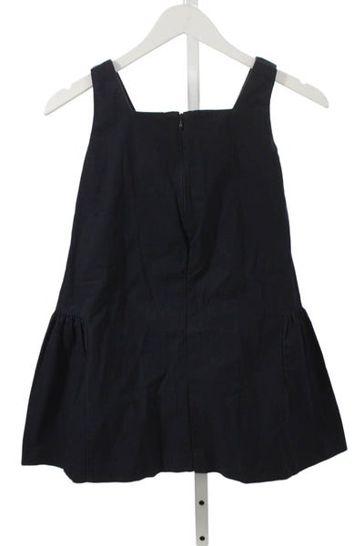 Marni Girls Shift Dress Black Cotton Sleeveless Square Neck Zip Short Size S