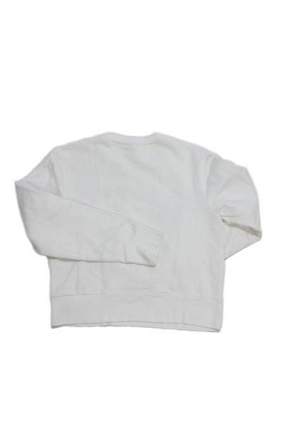 N 21 Unisex Kids Pullover Sweatshirt White Cotton Crew Neck Long Sleeve Size 14