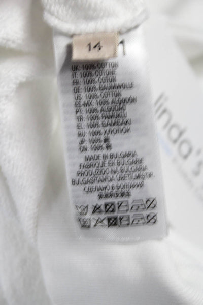 N 21 Unisex Kids Pullover Sweatshirt White Cotton Crew Neck Long Sleeve Size 14