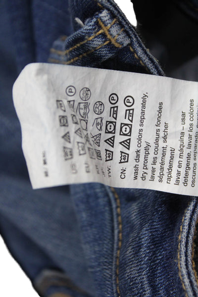 Calvin Klein Jeans Women Straight Pencil Blue Cotton Button Short Skirt Size 30