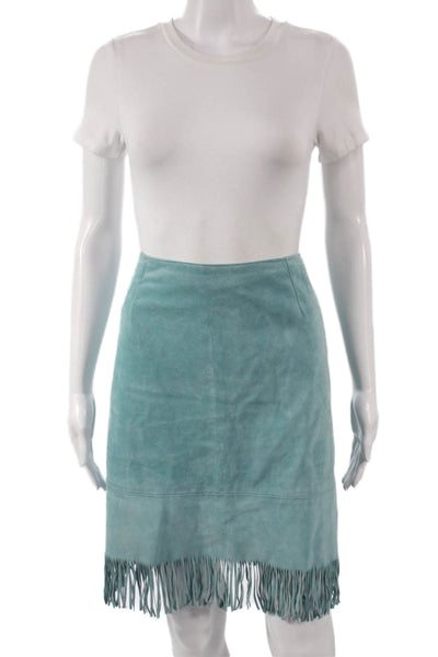 Cuir Zebra Womens Leather Straight Pencil Skirt Blue Short Size 14