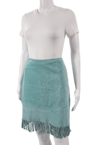 Cuir Zebra Womens Leather Straight Pencil Skirt Blue Short Size 14
