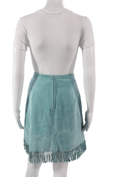 Cuir Zebra Womens Leather Straight Pencil Skirt Blue Short Size 14