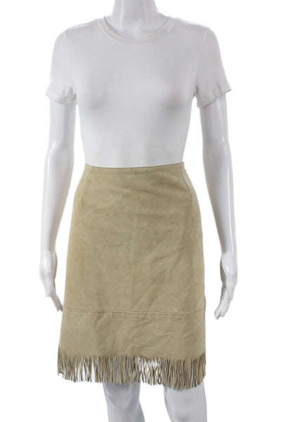 Cuir Zebra Womens Straight Pencil Leather Skirt Beige Size 16