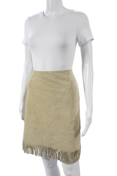 Cuir Zebra Womens Straight Pencil Leather Skirt Beige Size 16