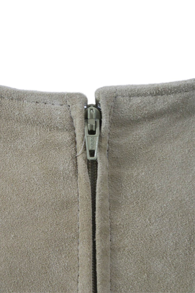 Cuir Zebra Womens Straight Pencil Leather Skirt Beige Size 16