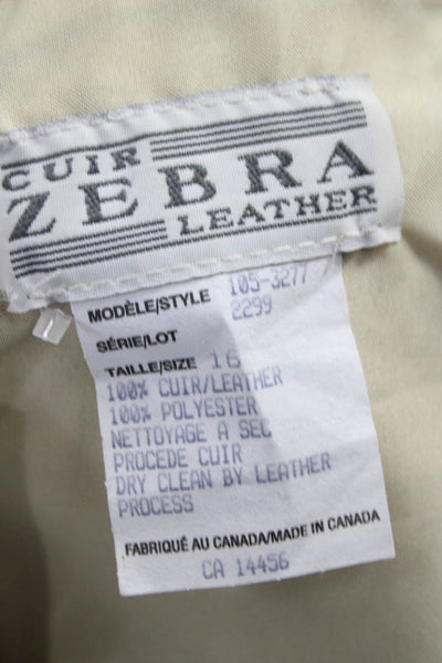 Cuir Zebra Womens Straight Pencil Leather Skirt Beige Size 16
