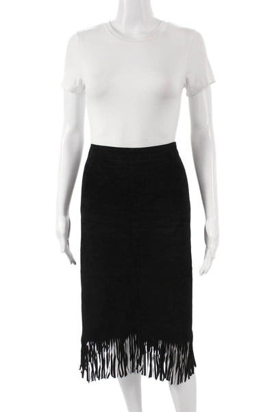 Margaret Godfrey Womens Leather Black Straight Pencil Skirt Zip Size 12