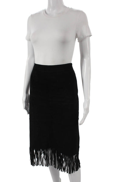 Margaret Godfrey Womens Leather Black Straight Pencil Skirt Zip Size 12