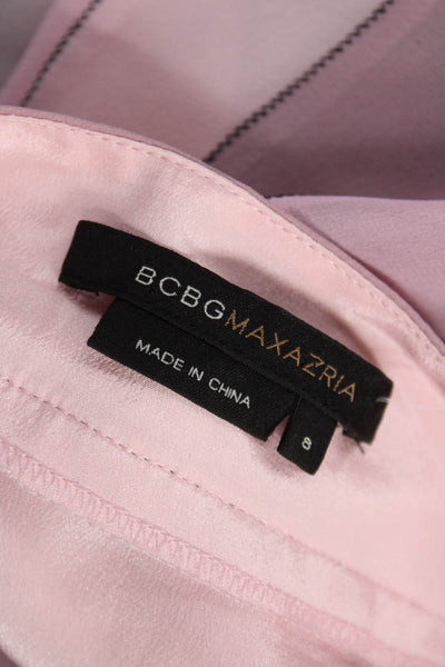 BCBG Max Azria Women A-Line Silk Striped Long Skirt Pink Size 8