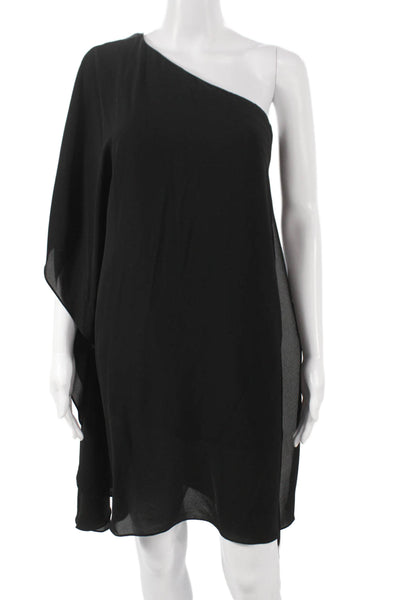 BCBG Max Azria Women Shift Dress Black One Shoulder Sleeveless Size XS