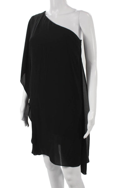 BCBG Max Azria Women Shift Dress Black One Shoulder Sleeveless Size XS
