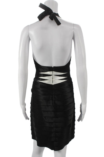 BCBG Max Azria Women Bodycon Halter Black Dress Sleeveless Short Zip Size 2