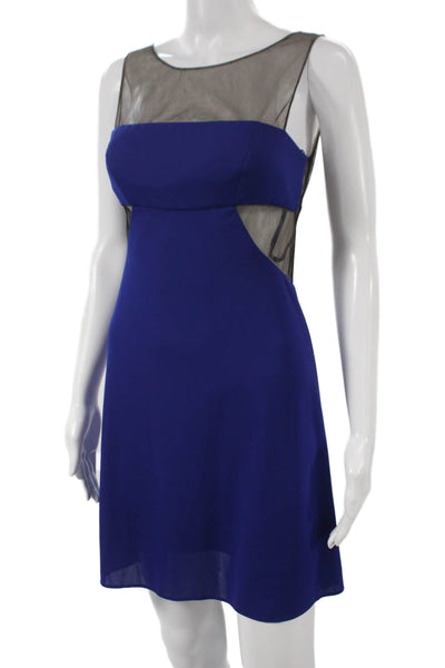 BCBG Max Azria Women Blue Sleeveless Sheath Dress Round Neck Size XS