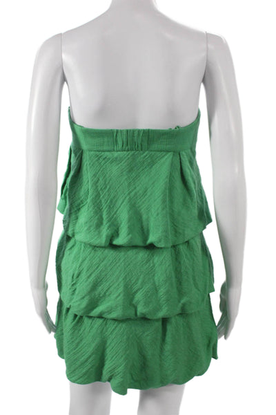 BCBG Max Azria Women Green Strapless Shift Dress Rayon Zip Sleeveless Size 4