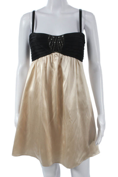 BCBG Max Azria Womens Shift Dress Black Silk Sweetheart Sleeveless Size 2