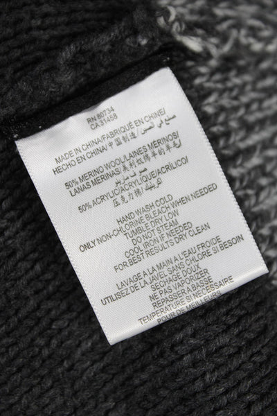 BCBG Max Azria Womens Merino Wool Striped Short Sleeve Cardigan Gray Size XS