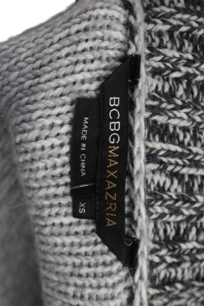BCBG Max Azria Womens Merino Wool Striped Short Sleeve Cardigan Gray Size XS