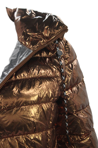Desigual Womens Puffer Jacket Gold Zip Long Sleeve Polyamide Size M