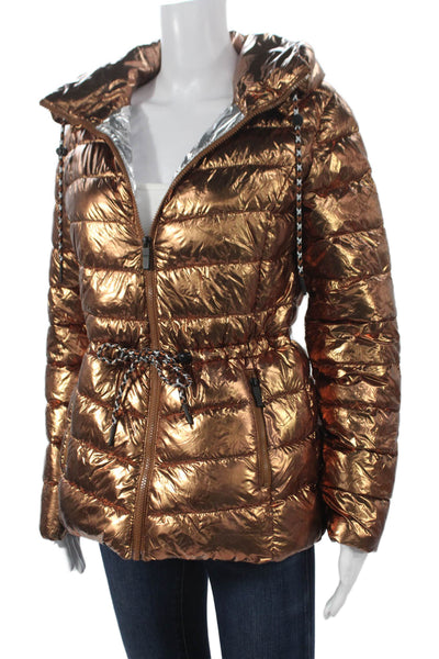 Desigual Womens Puffer Jacket Gold Zip Long Sleeve Polyamide Size M