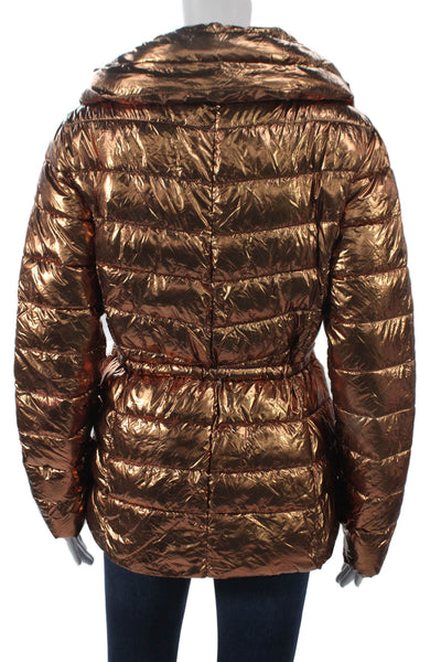 Desigual Womens Puffer Jacket Gold Zip Long Sleeve Polyamide Size M