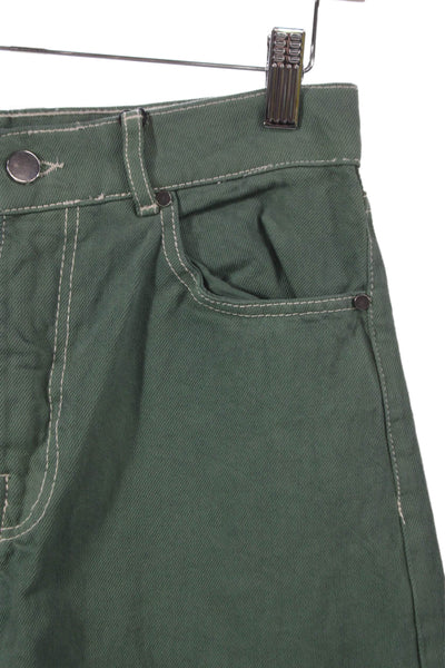 Trf Collection Zara Womens Wide Leg Green Cotton Jeans Button Size 40