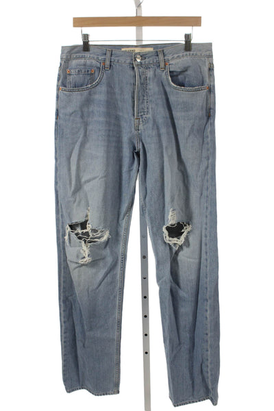 Grlfrnd Womens Straight Jeans Blue High Rise Button 31 Inseam Size 27