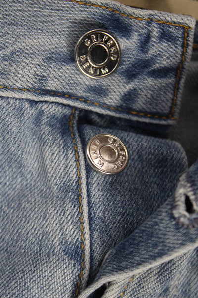 Grlfrnd Womens Straight Jeans Blue High Rise Button 31 Inseam Size 27