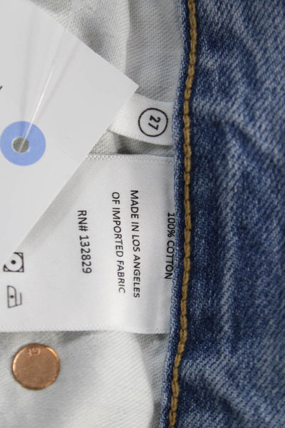 Grlfrnd Womens Straight Jeans Blue High Rise Button 31 Inseam Size 27