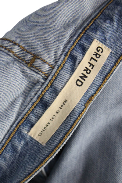Grlfrnd Womens Straight Jeans Blue High Rise Button 31 Inseam Size 27