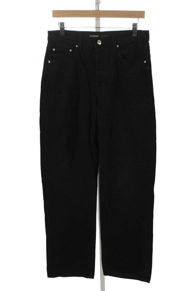 Grlfrnd Womens Black High Rise Straight Jeans Cotton Button Size 26