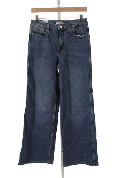 Good American Women Wide-Leg Jeans Blue Cotton Blend Button Fly Size 26
