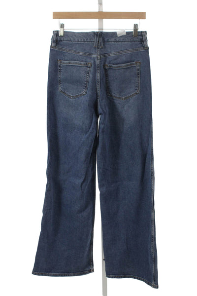 Good American Women Wide-Leg Jeans Blue Cotton Blend Button Fly Size 26