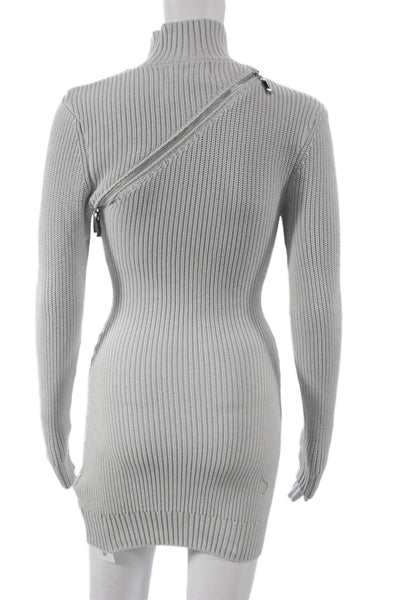 Ser.O.Ya Womens Sweater Dress Gray Turtleneck Long Sleeve Cotton Mini Size XS