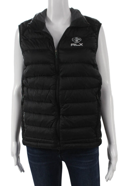 RLX Ralph Lauren Womens Puffer Vest Black Nylon Zip Sleeveless Size S