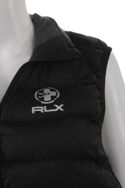 RLX Ralph Lauren Womens Puffer Vest Black Nylon Zip Sleeveless Size S