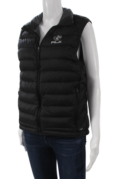 RLX Ralph Lauren Womens Puffer Vest Black Nylon Zip Sleeveless Size S