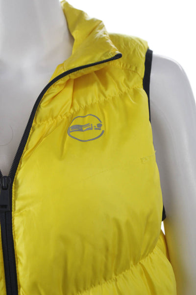 Lauren Ralph Lauren Women Puffer Jacket Yellow Sleeveless Zip Polyester Size L
