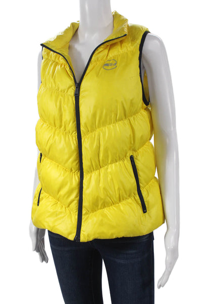 Lauren Ralph Lauren Women Puffer Jacket Yellow Sleeveless Zip Polyester Size L