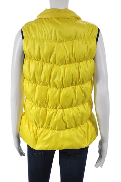 Lauren Ralph Lauren Women Puffer Jacket Yellow Sleeveless Zip Polyester Size L