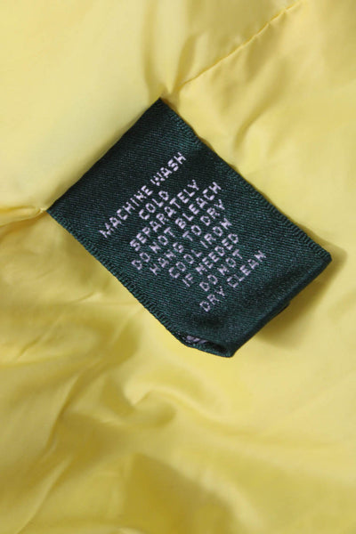 Lauren Ralph Lauren Women Puffer Jacket Yellow Sleeveless Zip Polyester Size L