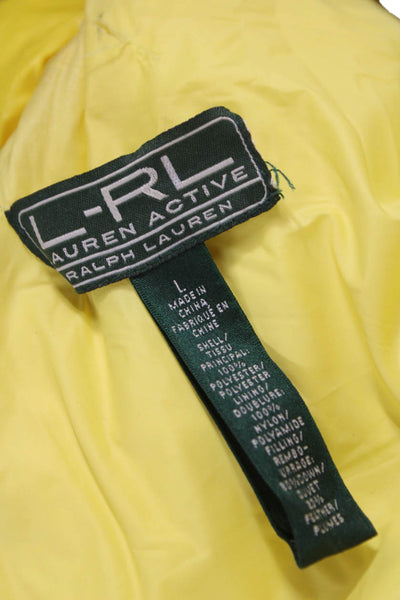 Lauren Ralph Lauren Women Puffer Jacket Yellow Sleeveless Zip Polyester Size L