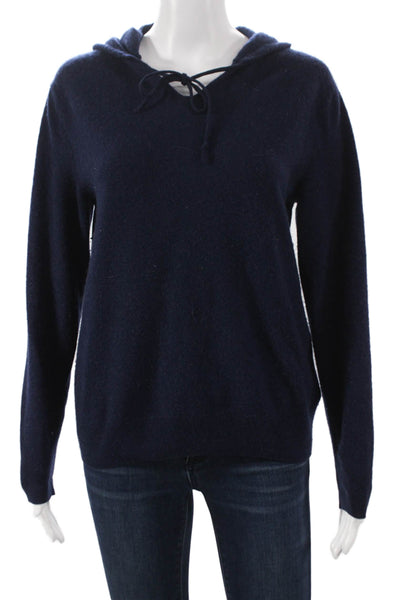 RLX Ralph Lauren Women Cashmere Pullover Hooded Blue Long Sleeve Size L