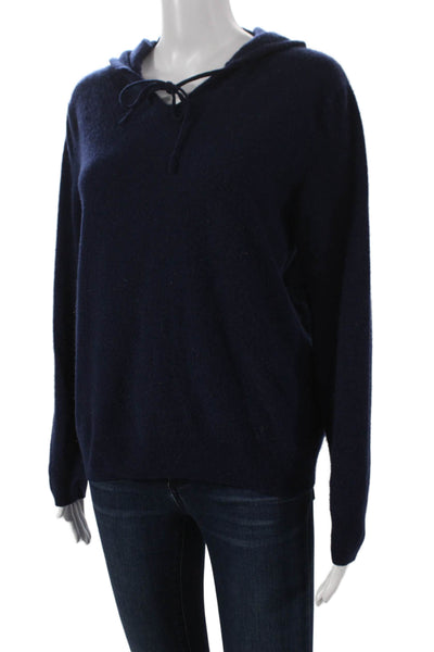 RLX Ralph Lauren Women Cashmere Pullover Hooded Blue Long Sleeve Size L