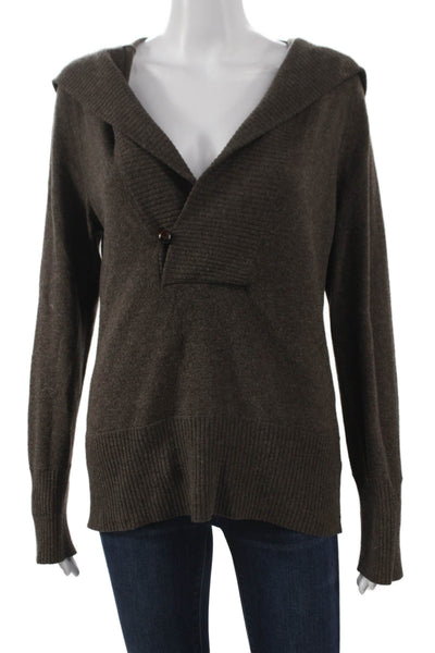 J Crew Womens Collared Wool Pullover Sweater Brown Long Sleeve Size L