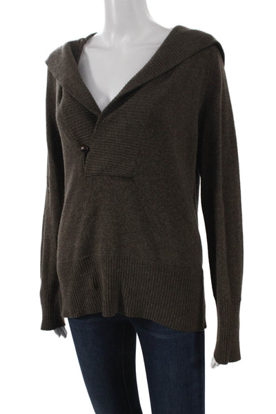 J Crew Womens Collared Wool Pullover Sweater Brown Long Sleeve Size L